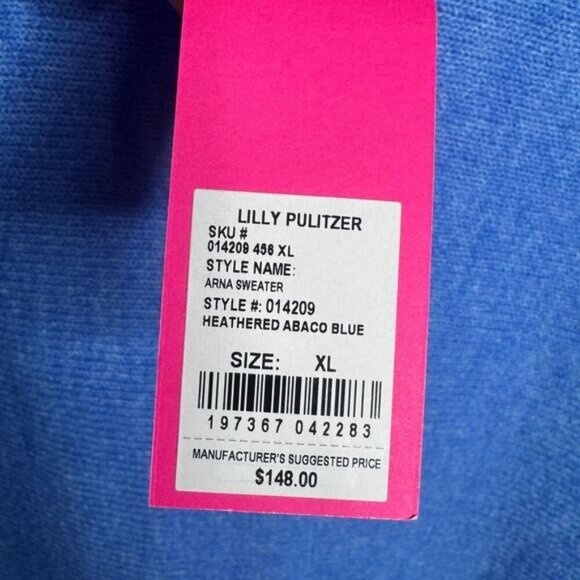 Lilly Pulitzer Arna Sweater Women's XL Heathers Abaco Blue Long Sleeve New - Picture 5 of 11